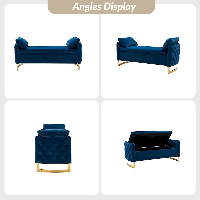 Banc de rangement capitonné moderne avec plateau rabattable par