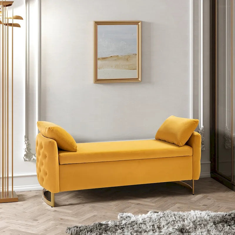 Banc de rangement capitonné moderne avec plateau rabattable par