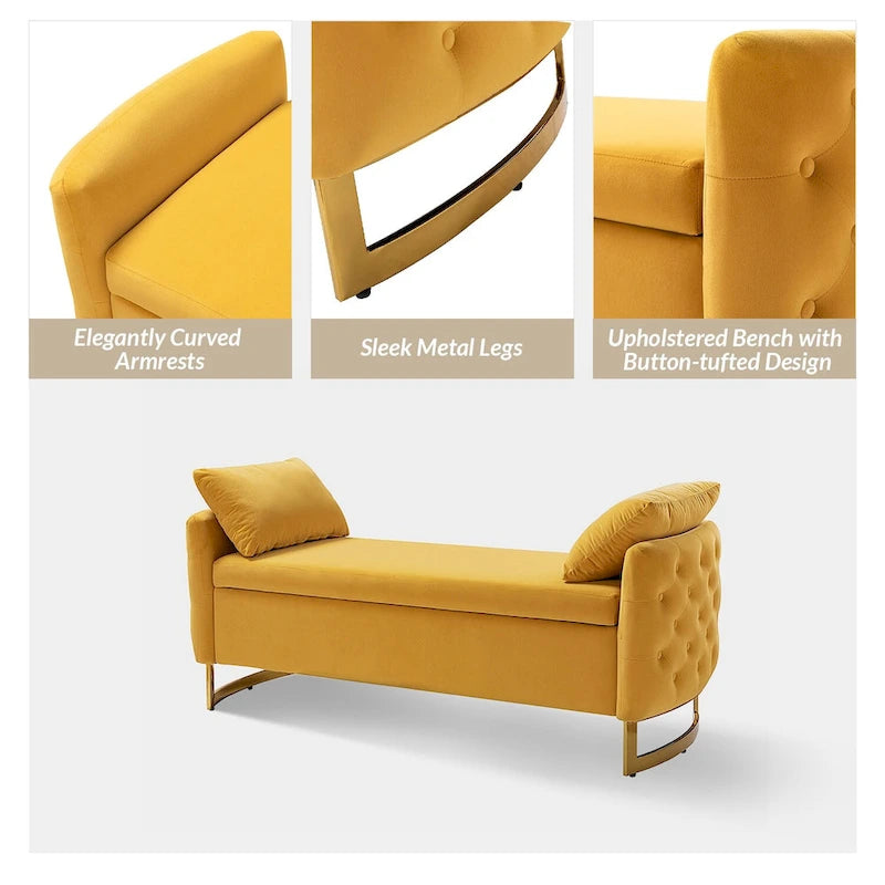 Banc de rangement capitonné moderne avec plateau rabattable par