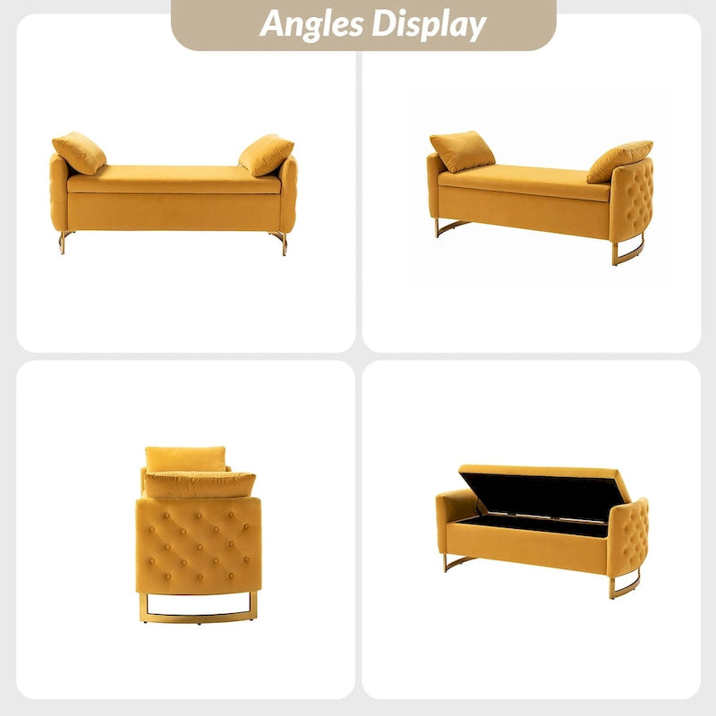 Banc de rangement capitonné moderne avec plateau rabattable par