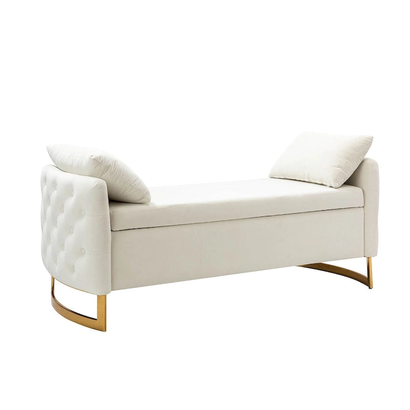 Banc de rangement capitonné moderne avec plateau rabattable par