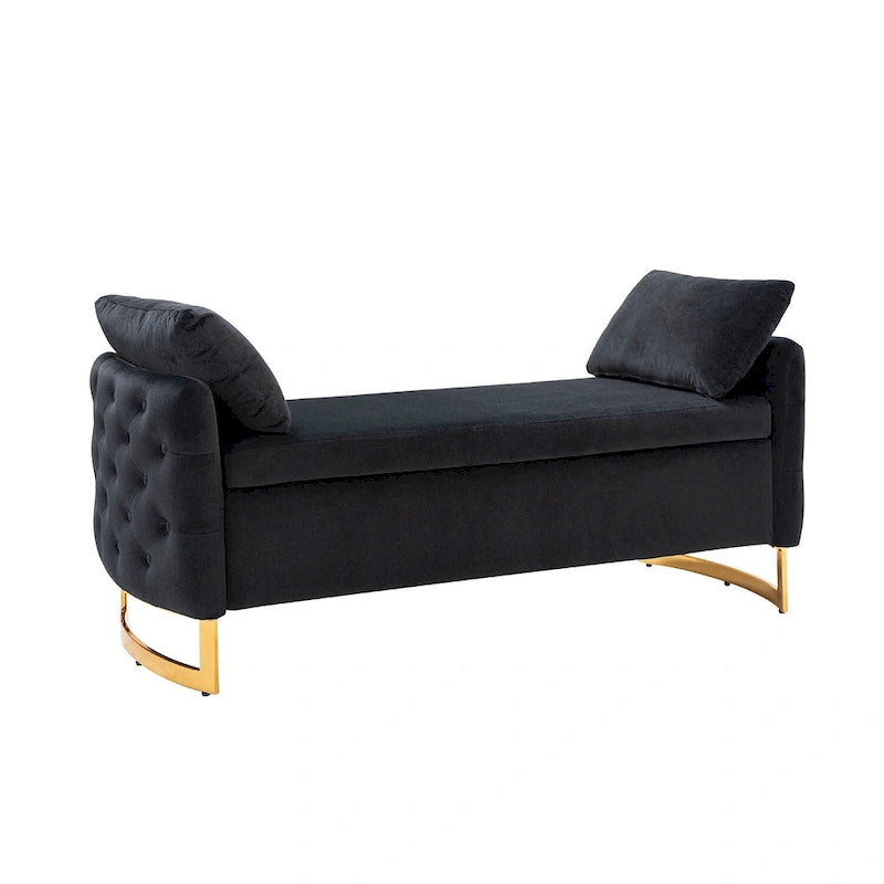 Banc de rangement capitonné moderne avec plateau rabattable par