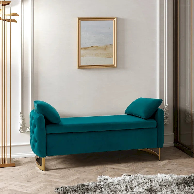 Banc de rangement capitonné moderne avec plateau rabattable par