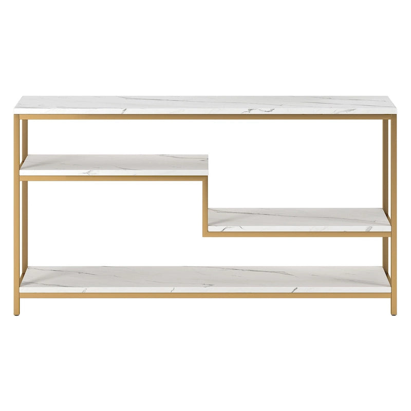 Console rectangulaire large de 55 po avec plateau en faux marbre
