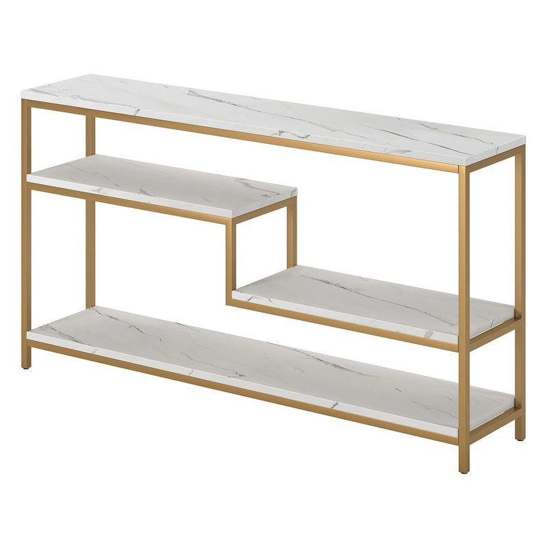 Console rectangulaire large de 55 po avec plateau en faux marbre