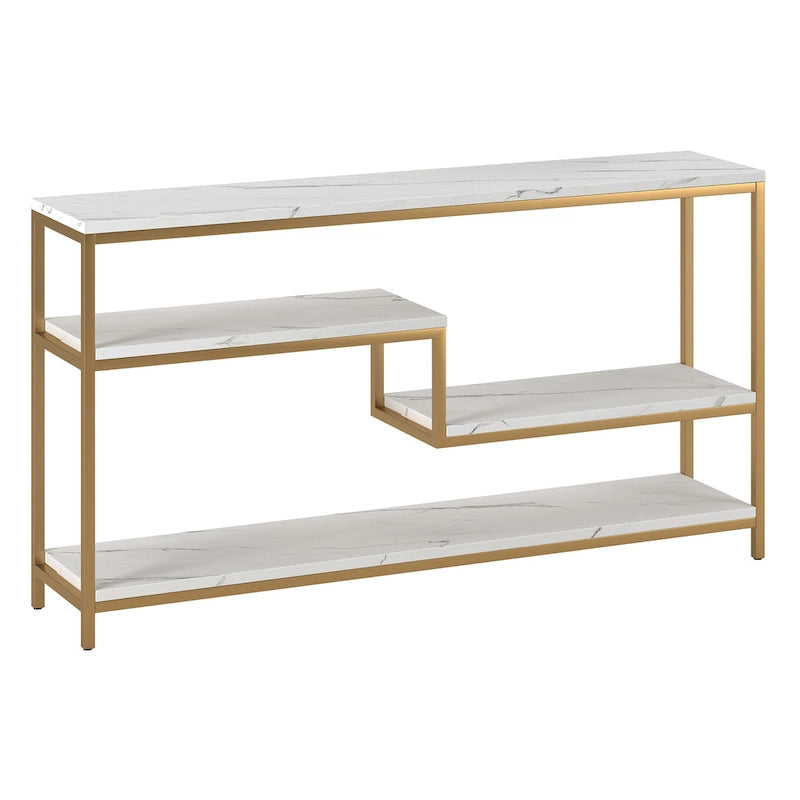 Console rectangulaire large de 55 po avec plateau en faux marbre