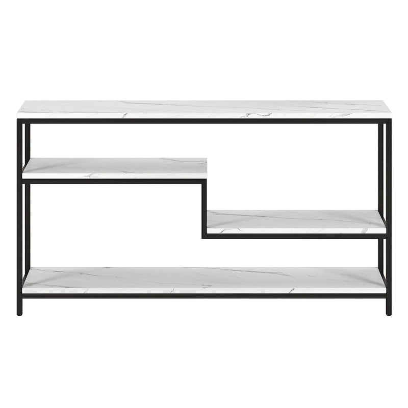 Console rectangulaire large de 55 po avec plateau en faux marbre