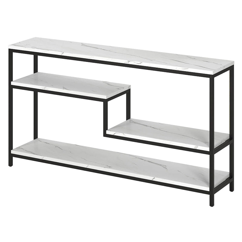 Console rectangulaire large de 55 po avec plateau en faux marbre