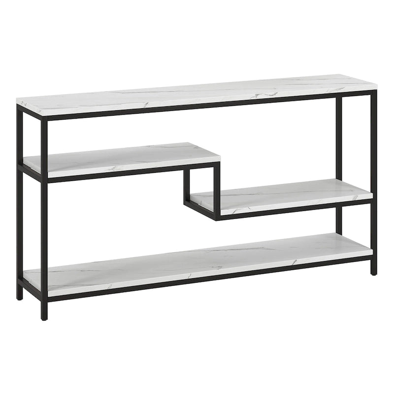 Console rectangulaire large de 55 po avec plateau en faux marbre