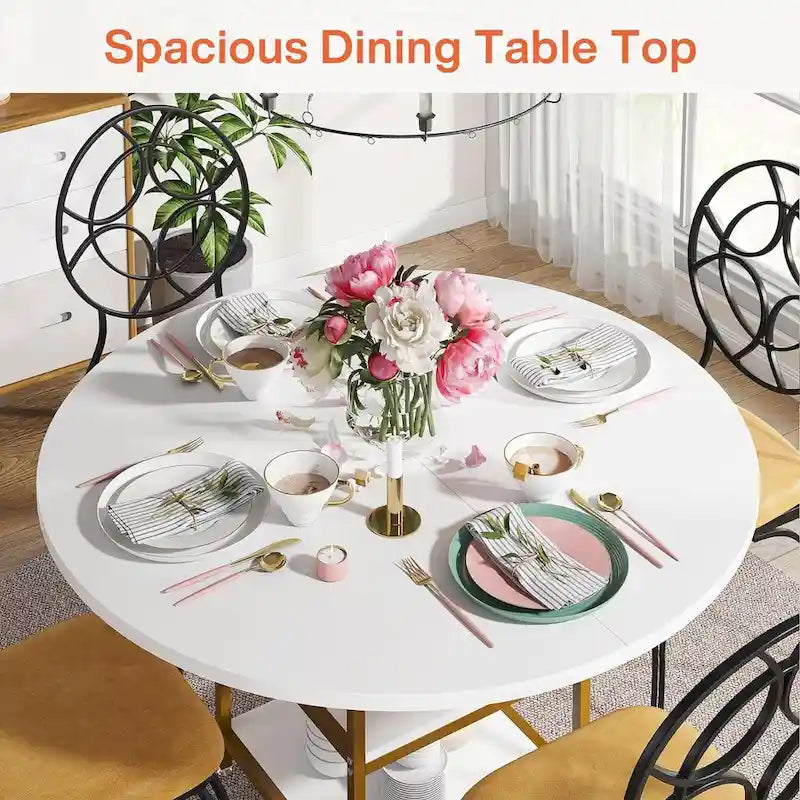 Table de salle à manger de 47 pouces, Table de dîner ronde pour 4 personnes