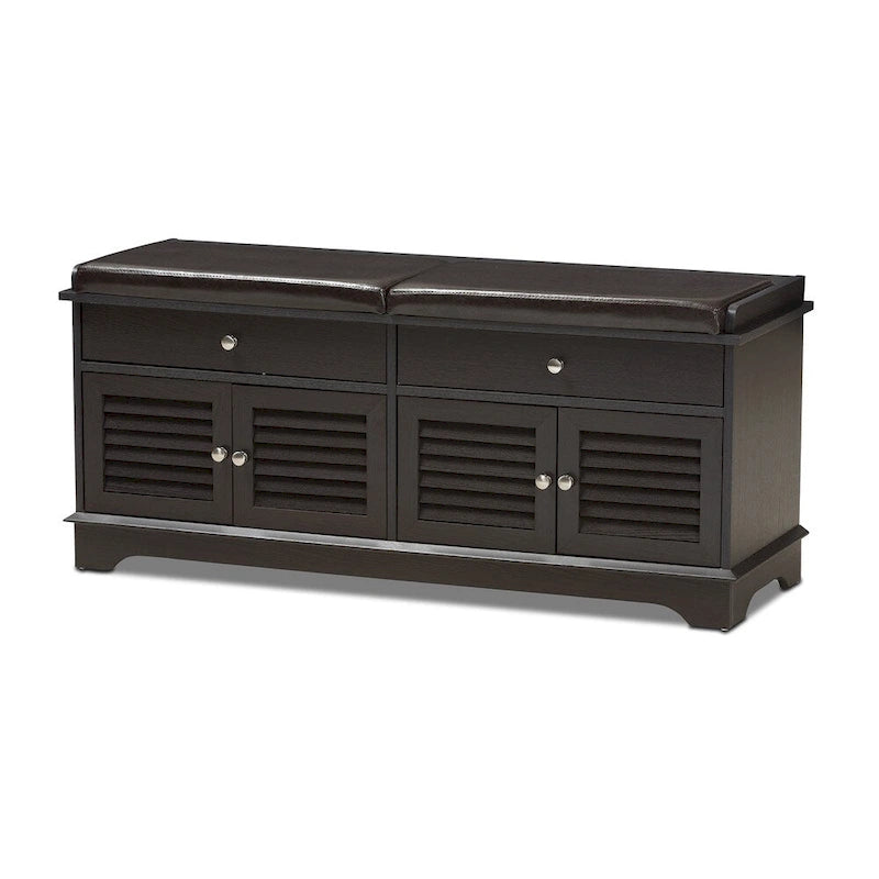 Banc de rangement à chaussures 2 tiroirs marron foncé contemporain par
