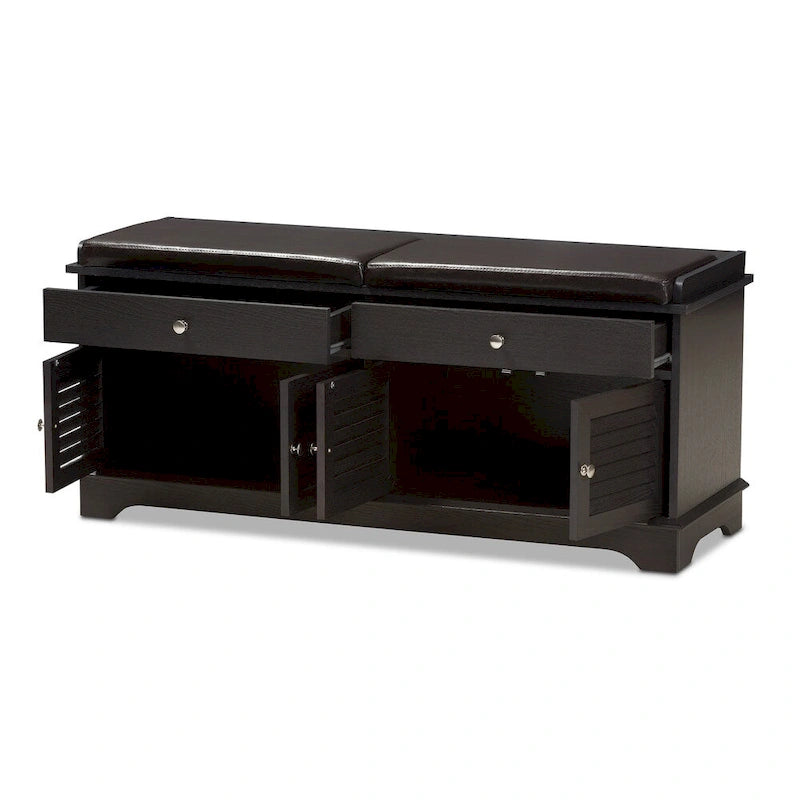 Banc de rangement à chaussures 2 tiroirs marron foncé contemporain par