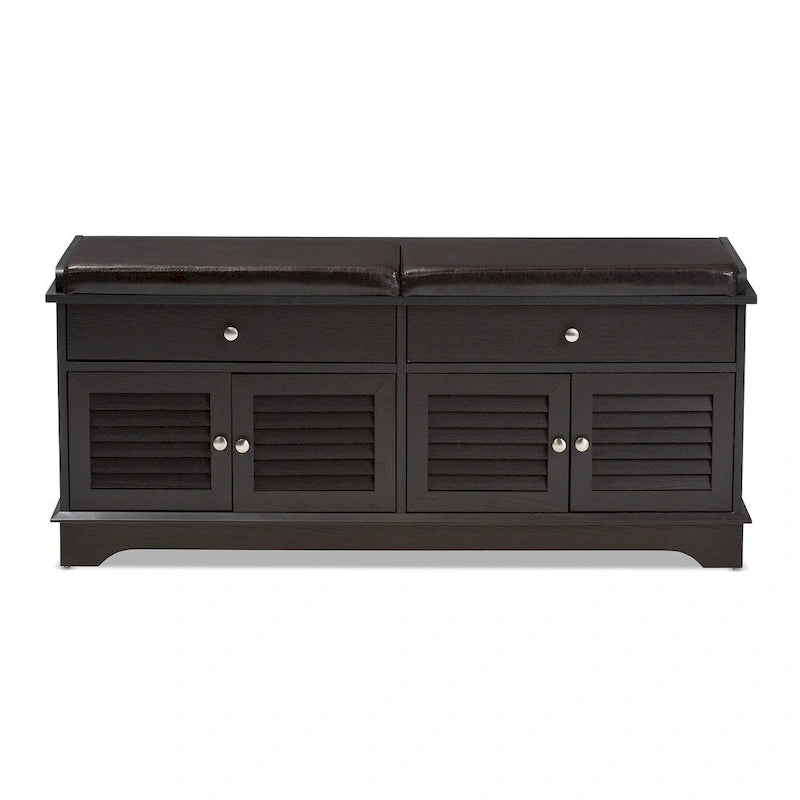 Banc de rangement à chaussures 2 tiroirs marron foncé contemporain par