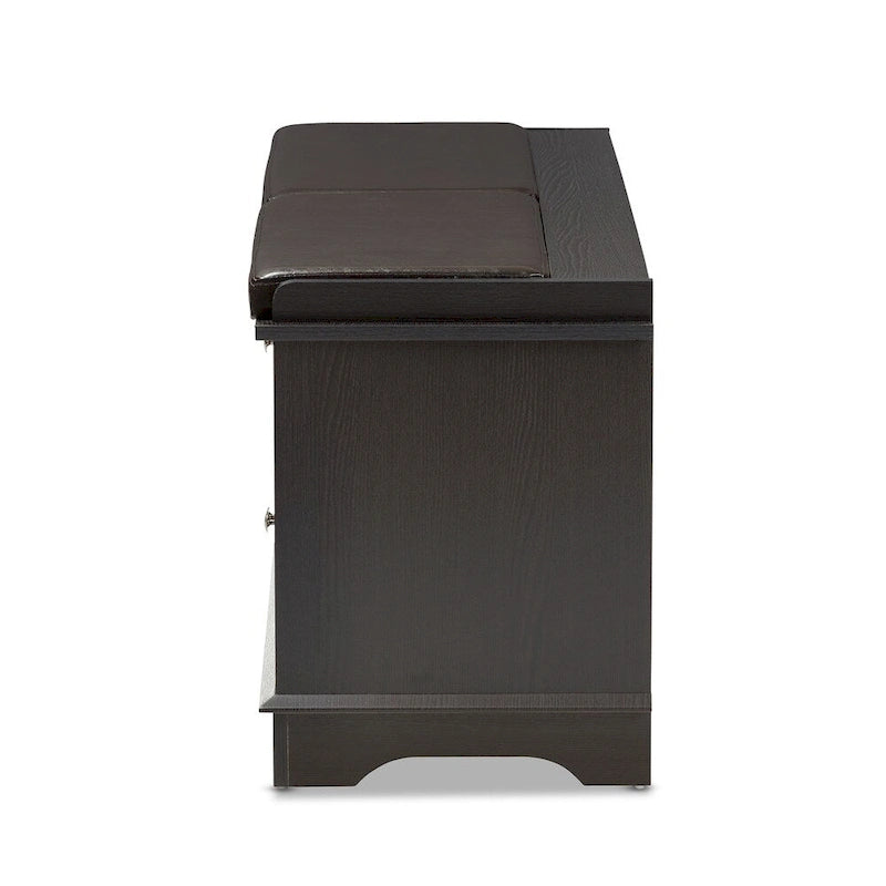 Banc de rangement à chaussures 2 tiroirs marron foncé contemporain par
