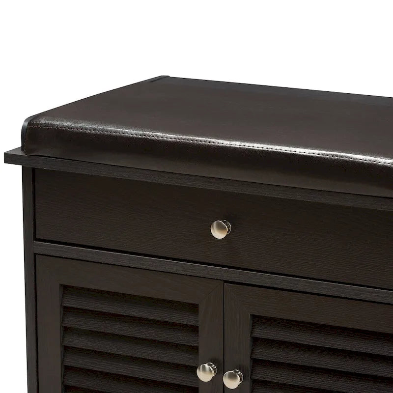 Banc de rangement à chaussures 2 tiroirs marron foncé contemporain par