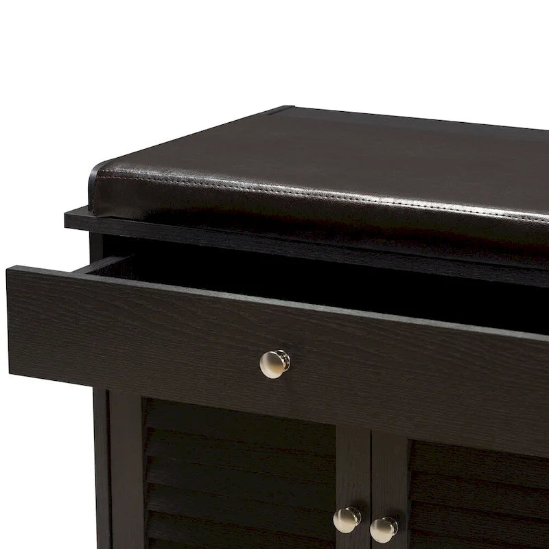 Banc de rangement à chaussures 2 tiroirs marron foncé contemporain par