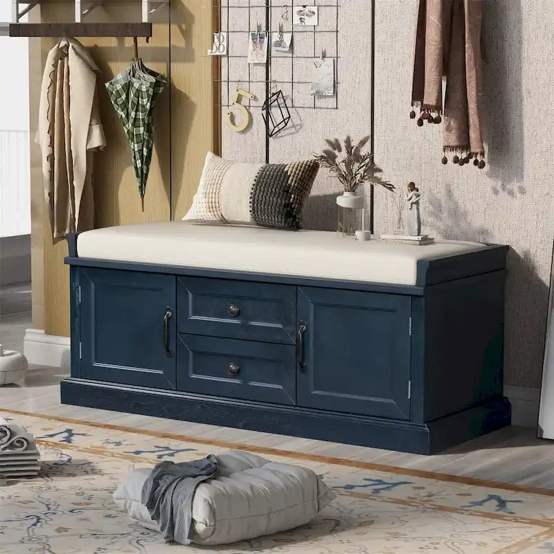 Banc de rangement avec coussin amovible