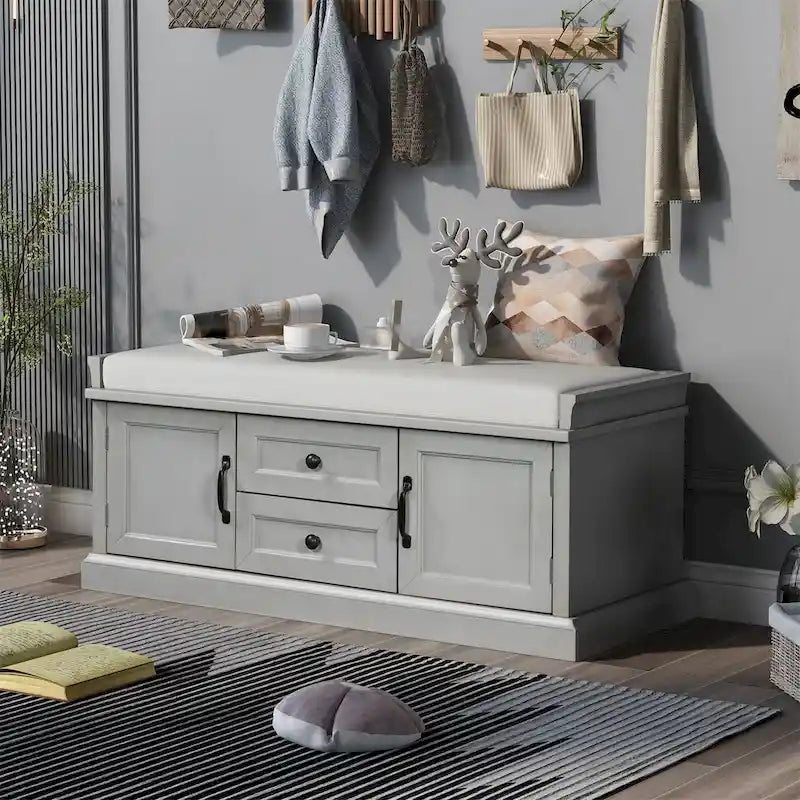 Banc de rangement avec coussin amovible