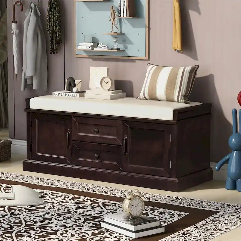 Banc de rangement avec coussin amovible