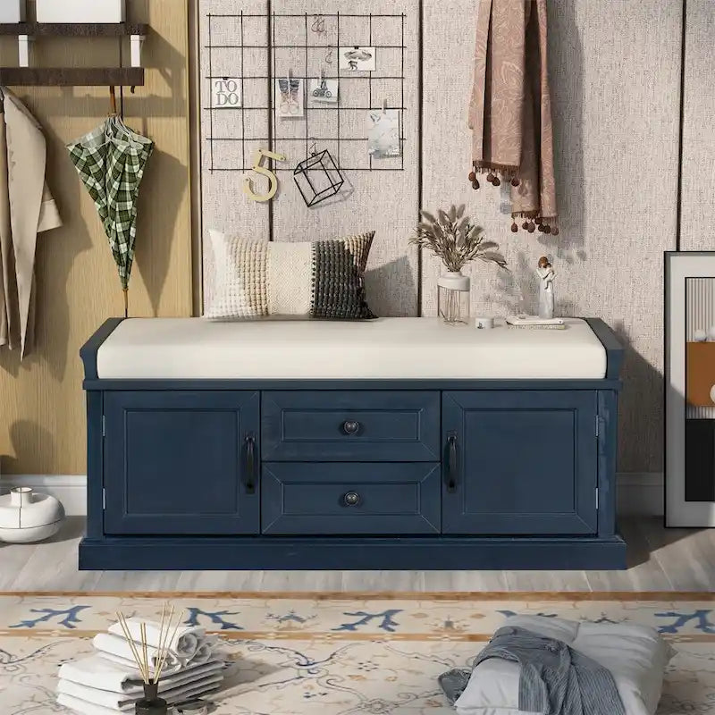 Banc de rangement avec coussin amovible