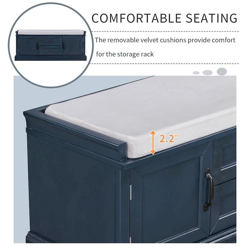 Banc de rangement avec coussin amovible