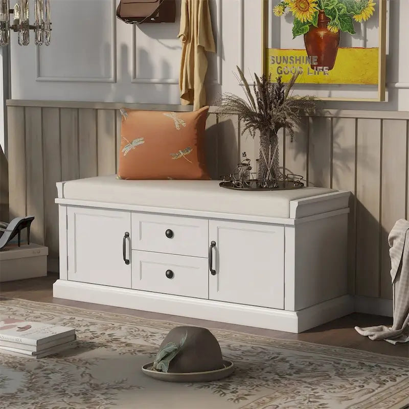 Banc de rangement avec coussin amovible