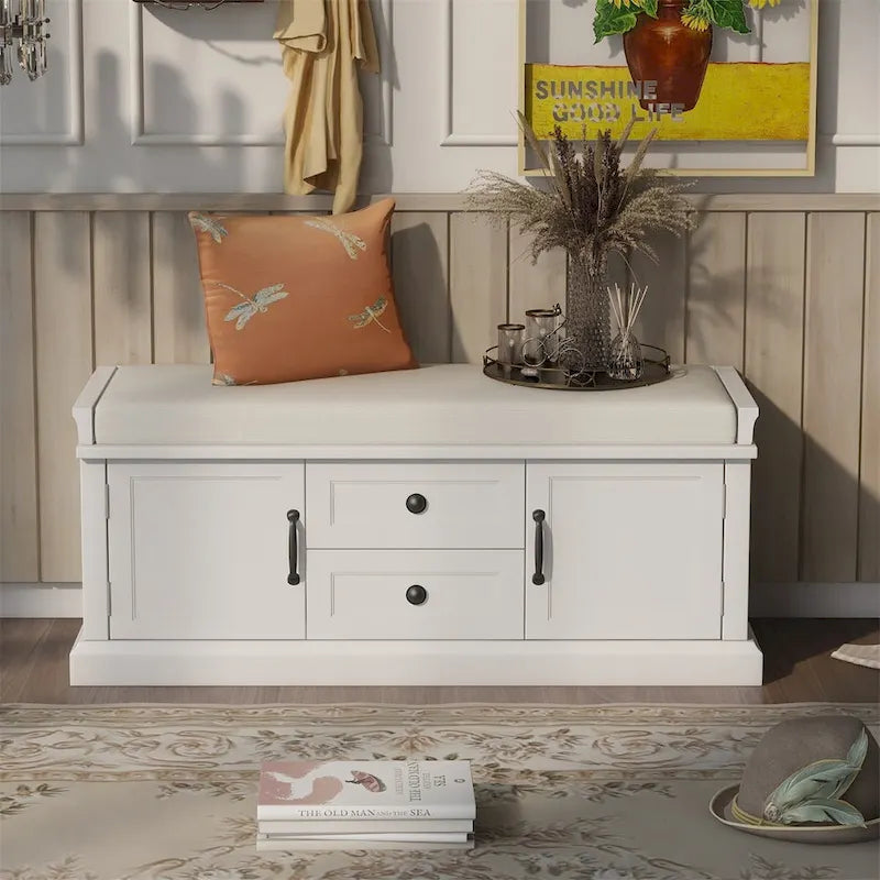 Banc de rangement avec coussin amovible