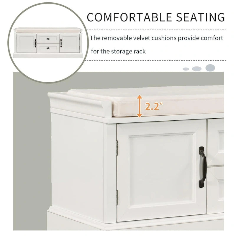 Banc de rangement avec coussin amovible
