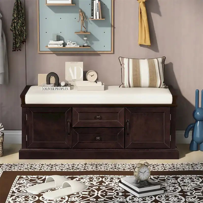 Banc de rangement avec coussin amovible