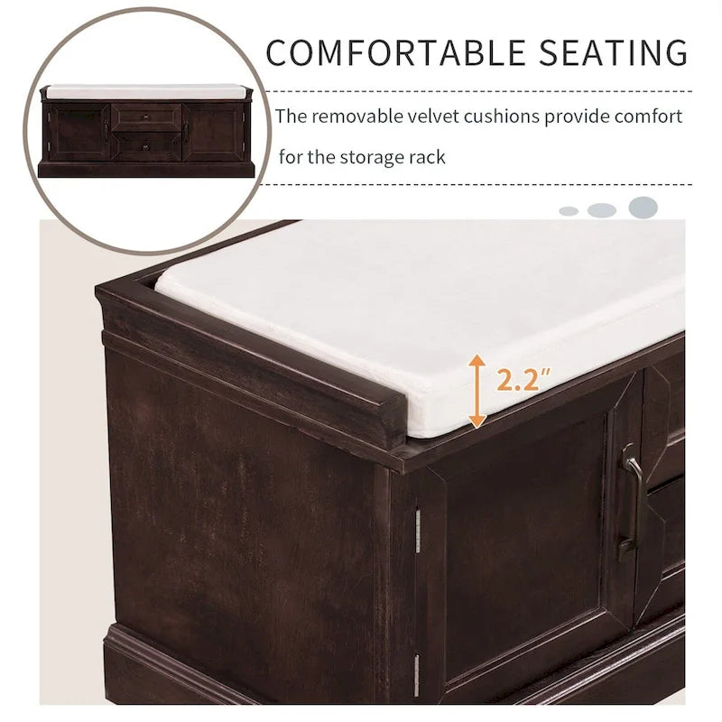 Banc de rangement avec coussin amovible