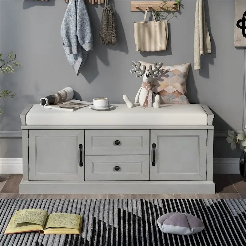 Banc de rangement avec coussin amovible