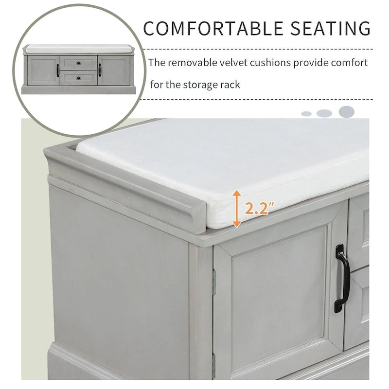 Banc de rangement avec coussin amovible