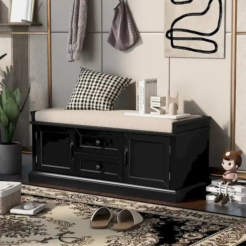 Banc de rangement avec coussin amovible