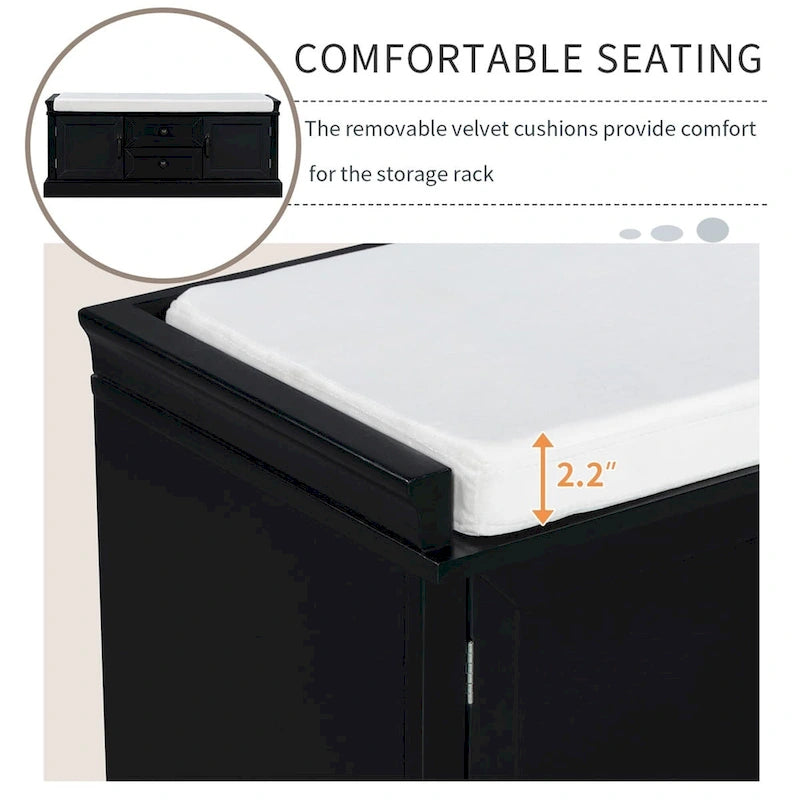 Banc de rangement avec coussin amovible
