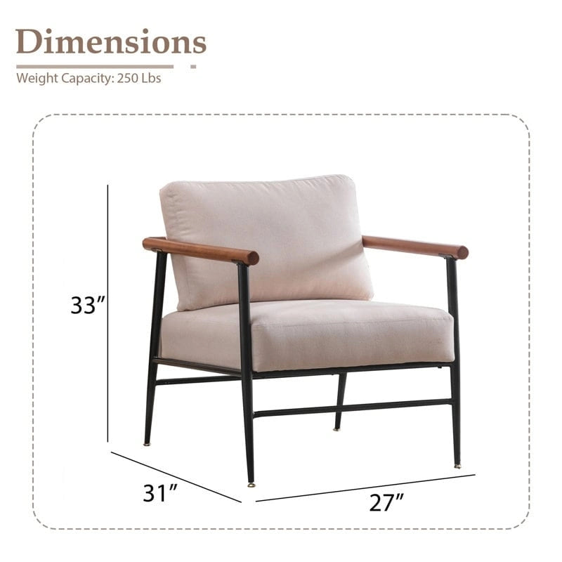 Fauteuil d'appoint, chaise moderne du milieu du siècle en tissu de lin pour salon, chaise de lecture avec coussin de dossier surdimensionné