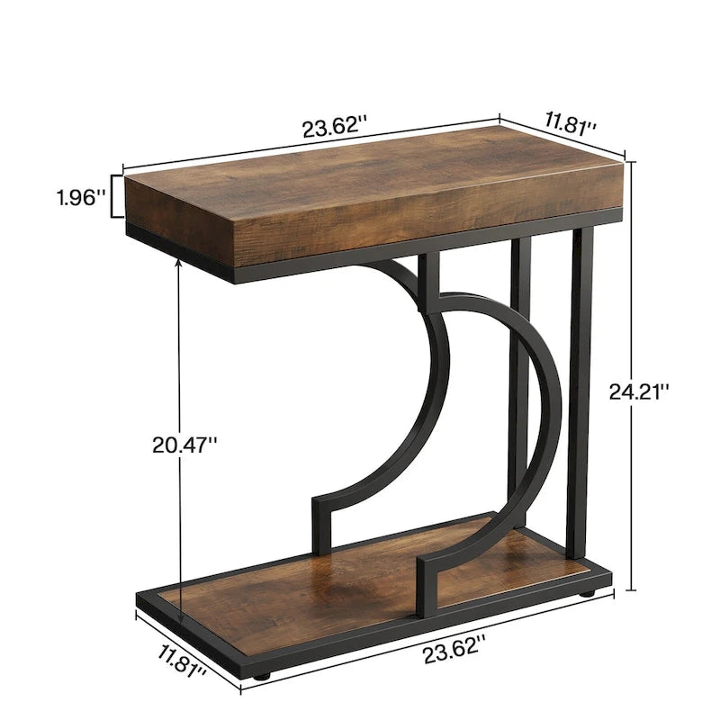 Table d'appoint étroite blanche et dorée, table d'appoint en forme de C, table de chevet moderne, petite table d'appoint pour canapé de salon