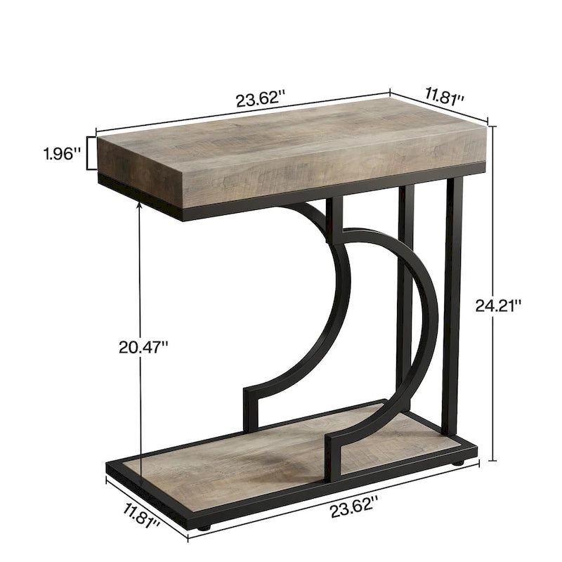 Table d'appoint étroite blanche et dorée, table d'appoint en forme de C, table de chevet moderne, petite table d'appoint pour canapé de salon