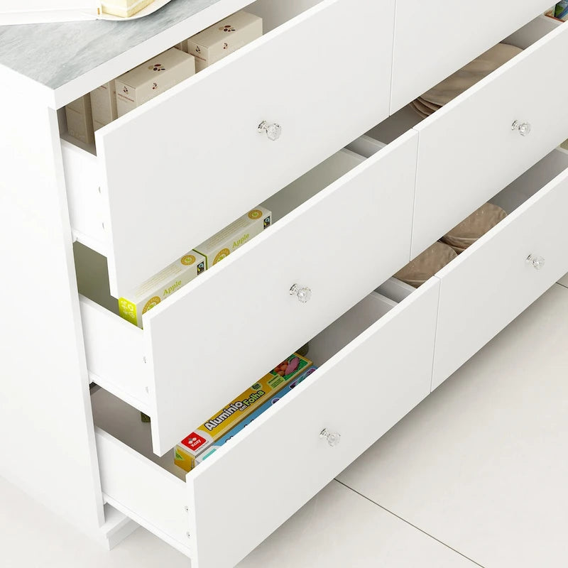 Îlot de cuisine 63W avec rangement blanc, tiroirs et placards - 63