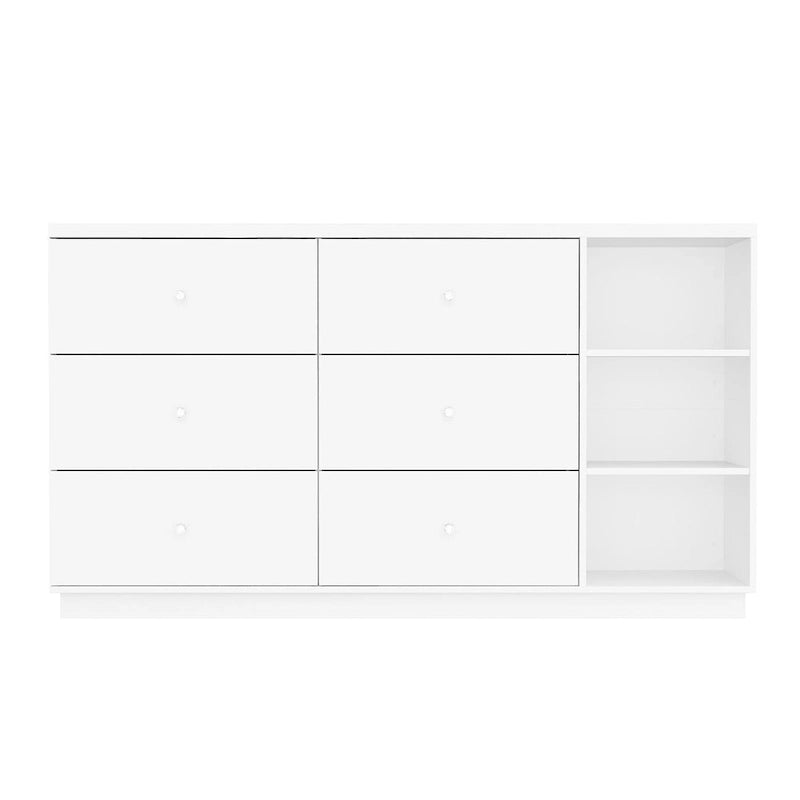 Îlot de cuisine 63W avec rangement blanc, tiroirs et placards - 63
