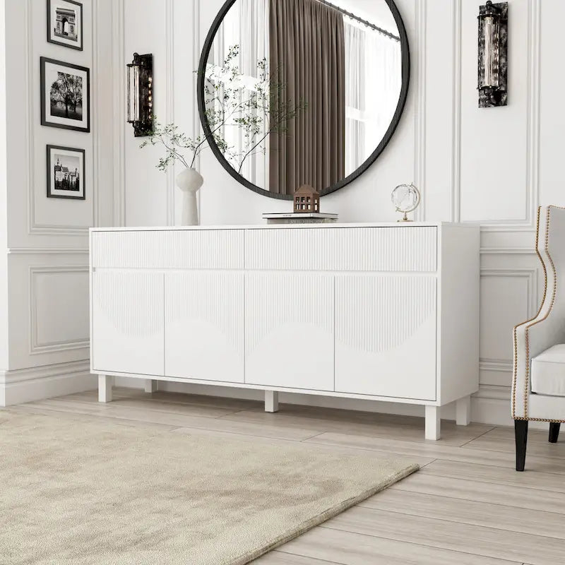 Buffet blanc – Meuble de rangement bas élégant de 160 cm