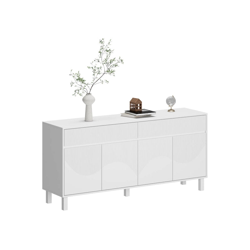 Buffet blanc – Meuble de rangement bas élégant de 160 cm