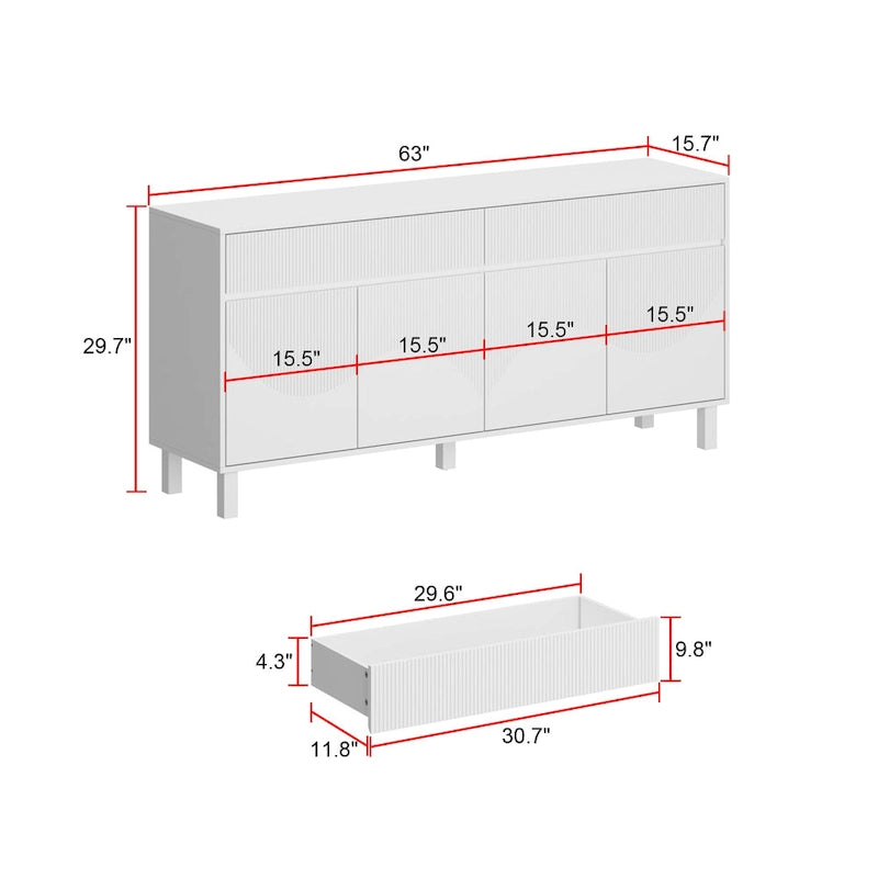 Buffet blanc – Meuble de rangement bas élégant de 160 cm