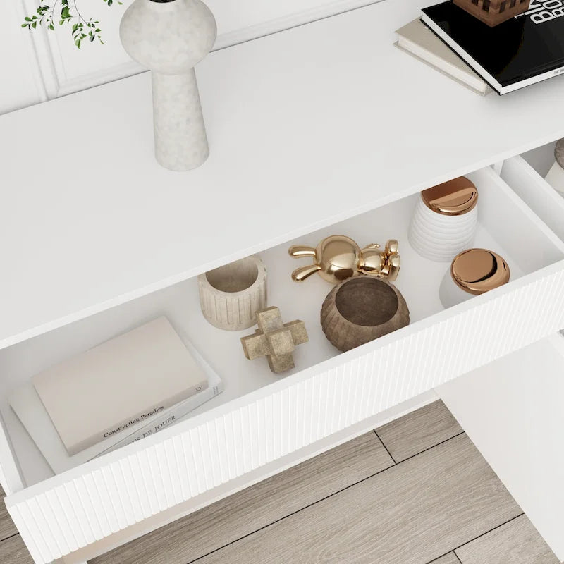 Buffet blanc – Meuble de rangement bas élégant de 160 cm