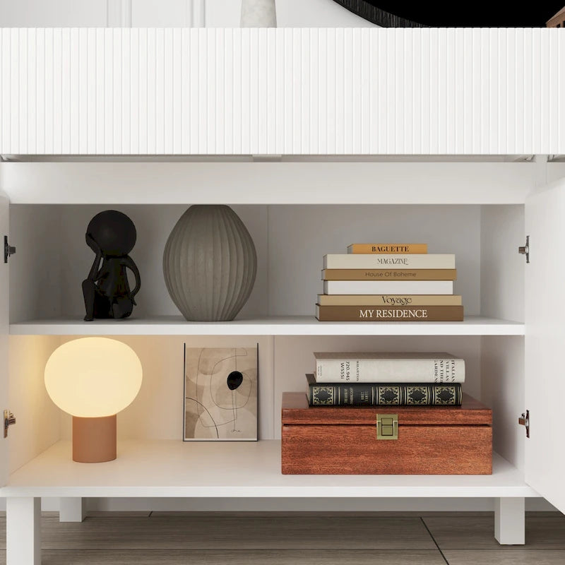 Buffet blanc – Meuble de rangement bas élégant de 160 cm