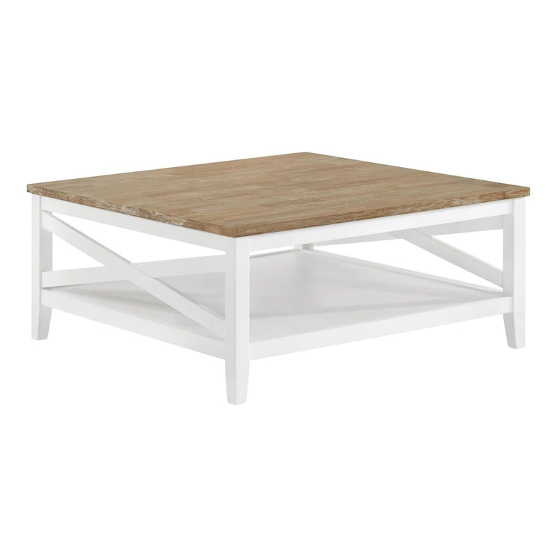 Table basse carrée Briggston marron et blanc