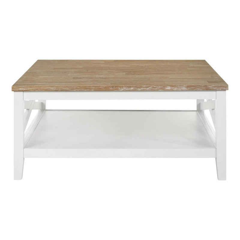 Table basse carrée Briggston marron et blanc