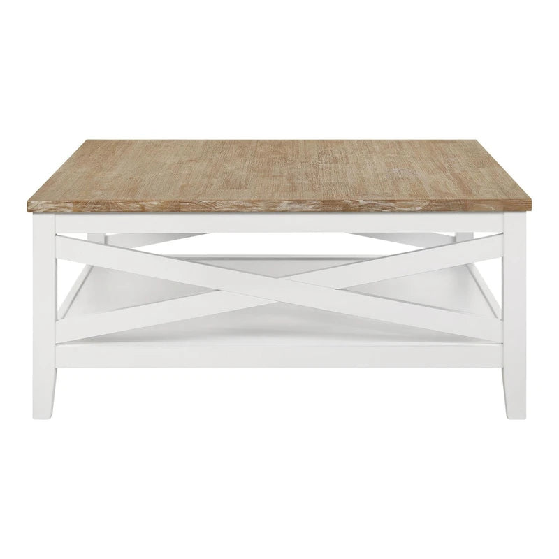 Table basse carrée Briggston marron et blanc
