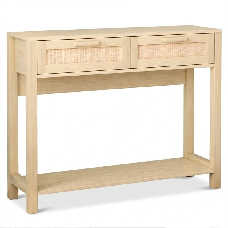 Console en rotin de 99,06 cm avec 2 tiroirs pour entrée