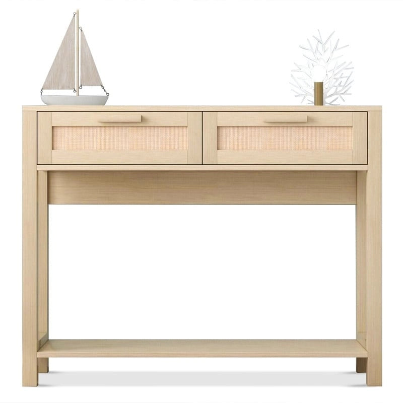 Console en rotin de 99,06 cm avec 2 tiroirs pour entrée