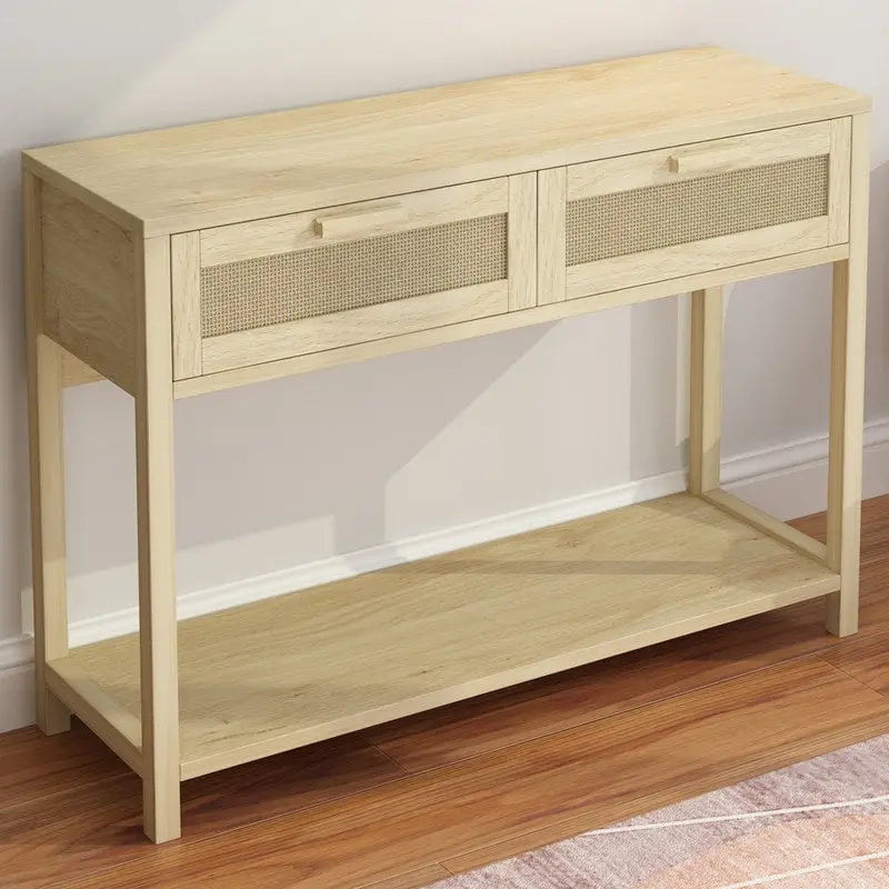 Console en rotin de 99,06 cm avec 2 tiroirs pour entrée